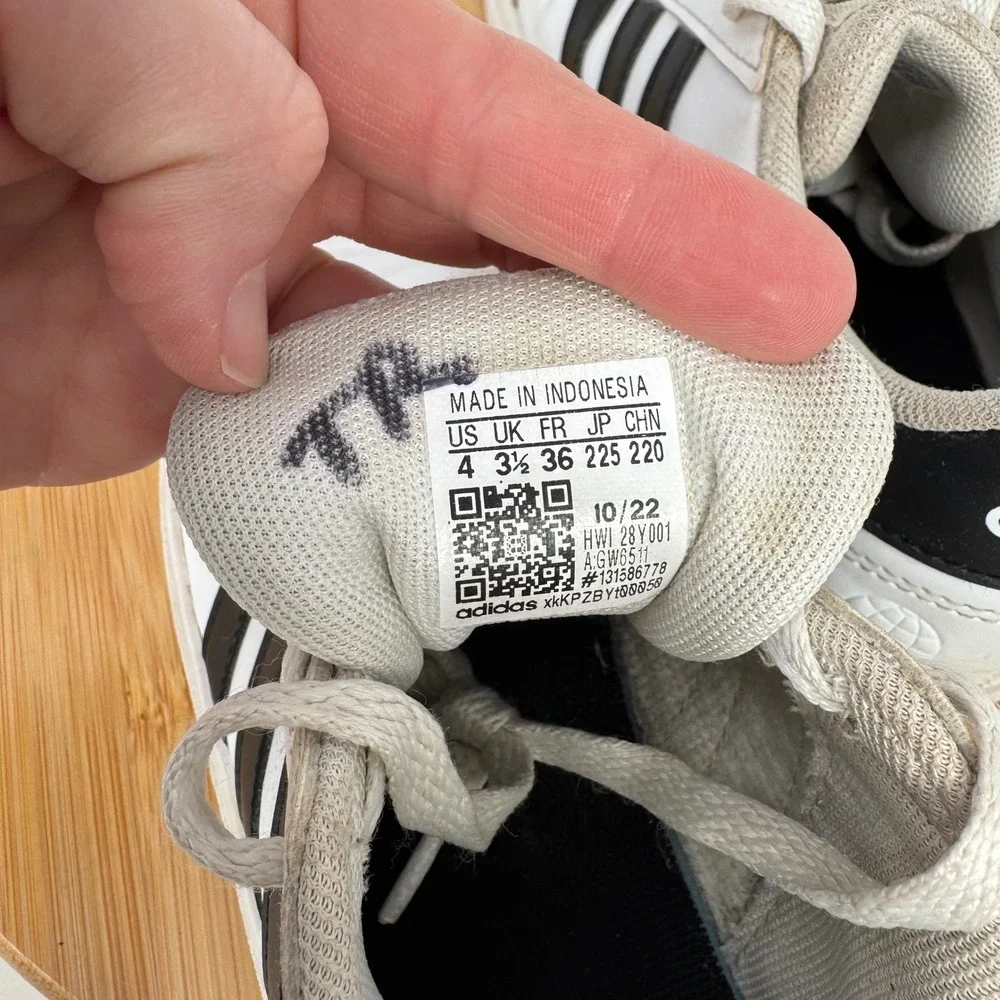 Adidas Grand Court Shoes White‎ Black Stripes Lace Up Sneakers US 4 UK 3.5